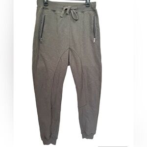 AllSaints Zodiac Cotton Sweat Pants Jogger Drawstring Zip Pocket Pants Harem Tan